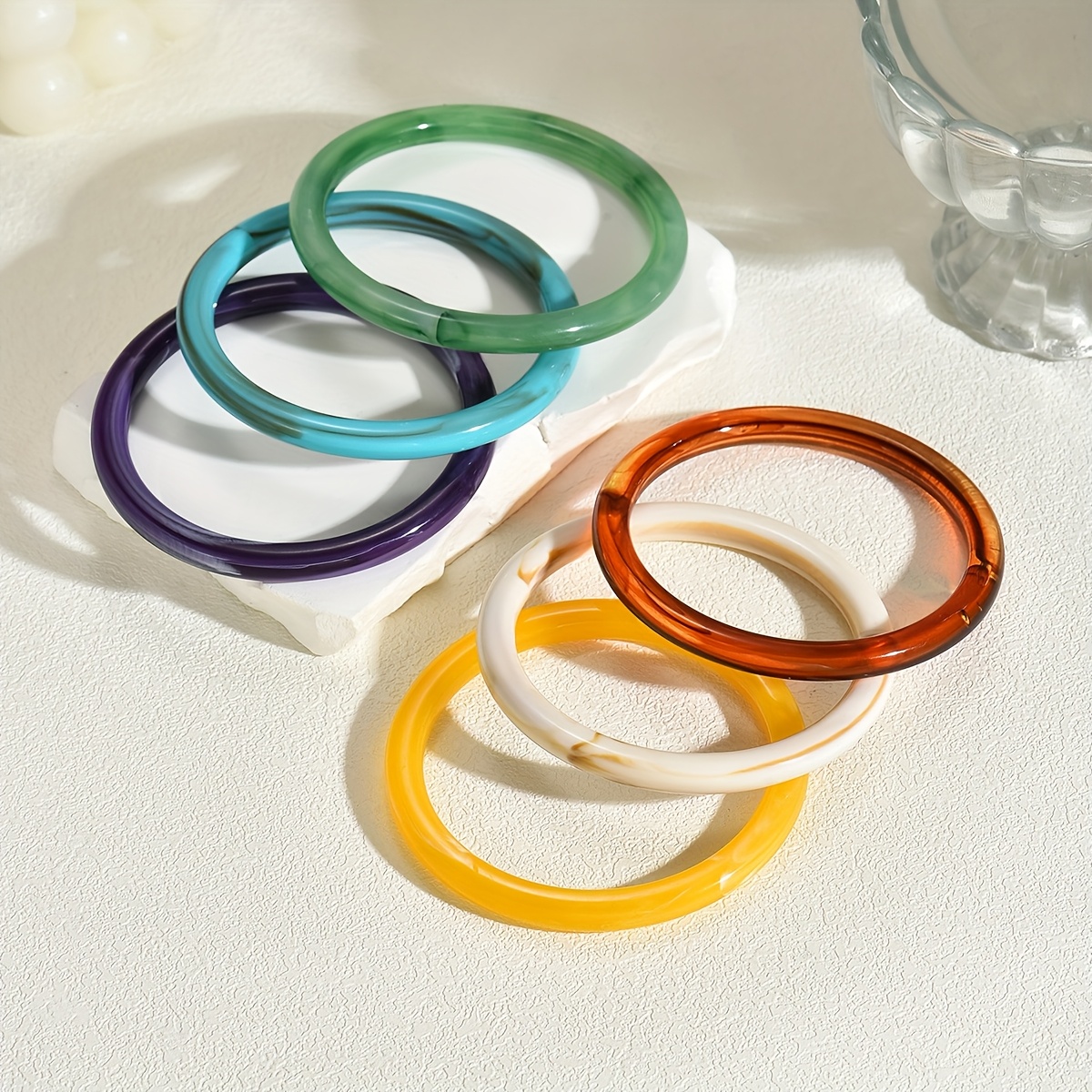 Colorful Layered Bohemian Acrylic Bangle Bracelet